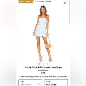 Superdown Strapless Blue and White Dress